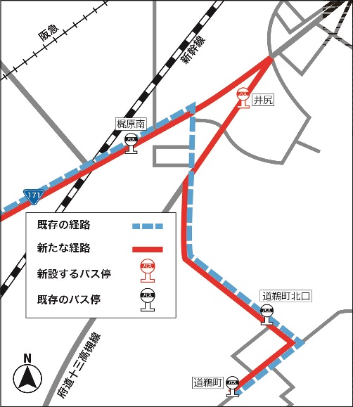 道鵜町線の路線図