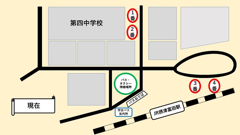 令和6年3月31日までのJR富田駅のりば図