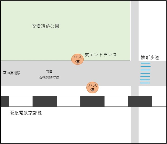 安満遺跡公園東バス停の地図