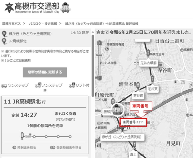 車両場号が表示されている場所を説明する写真